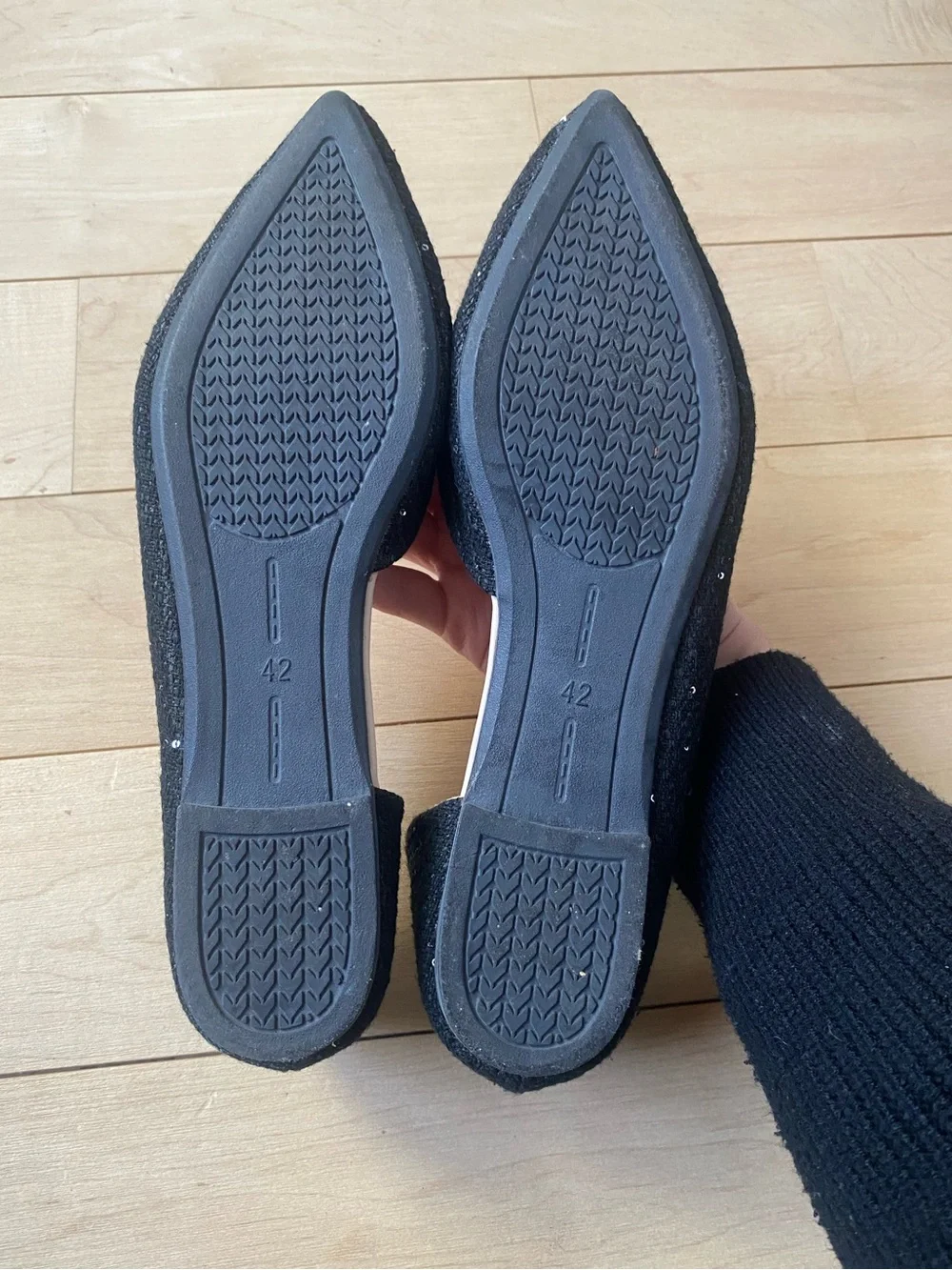 Black Pointed Toe D'Orsay Flats Size 9